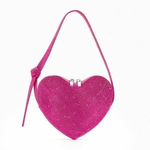 ZARA FUCHSIA SPARKLY MINI BAG HEART LIMITED EDITION